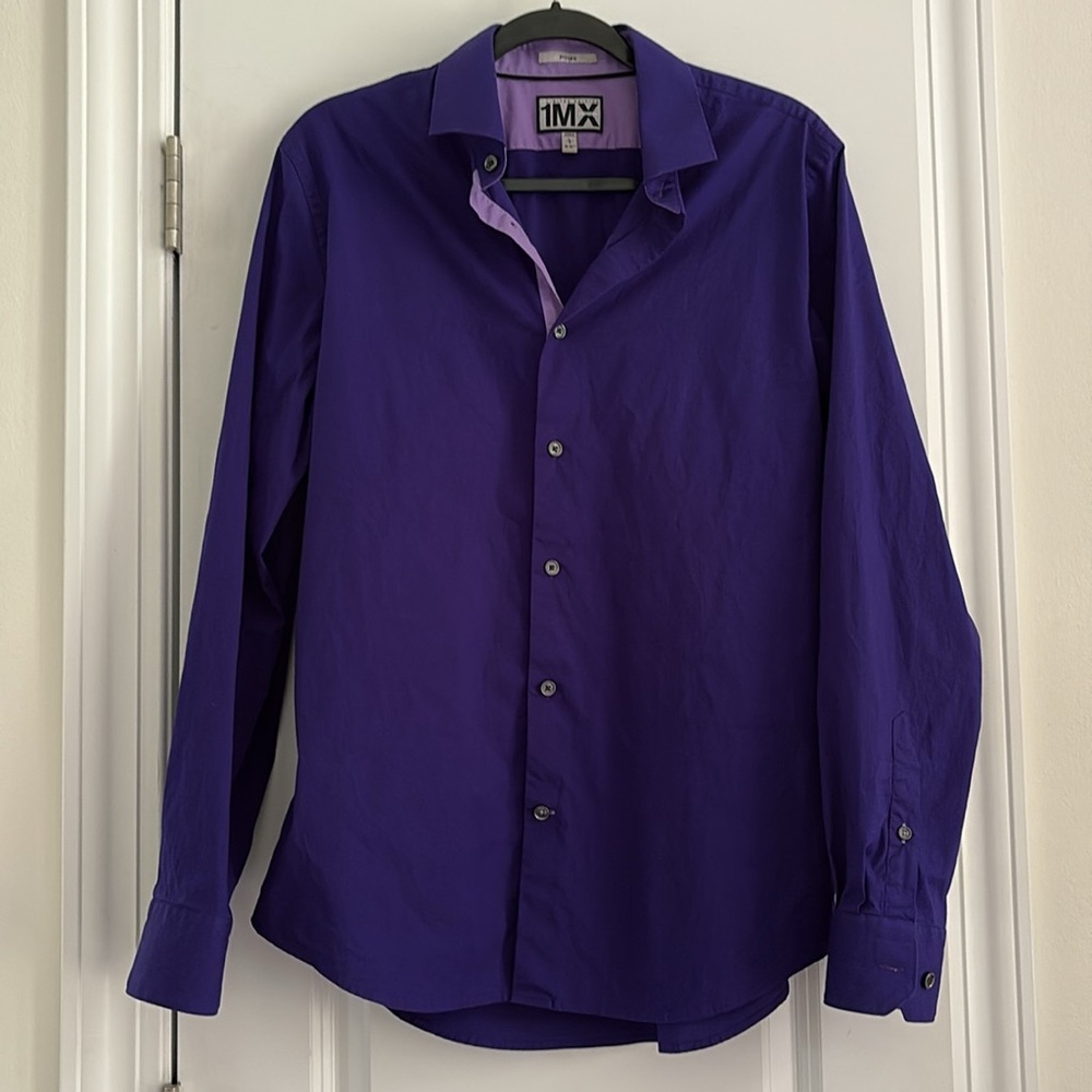 Express Men’s 1MX Purple Button Down Dress Shirt Size L